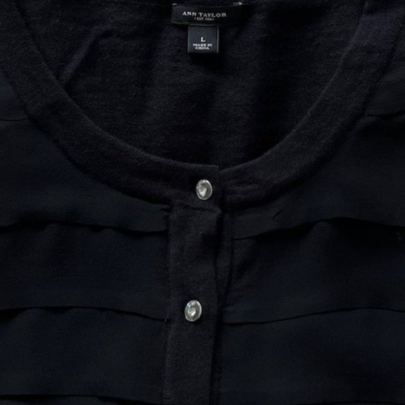 Ann Taylor Classic Black Cardigan with Rhinestone Buttons - Picture 4 of 7